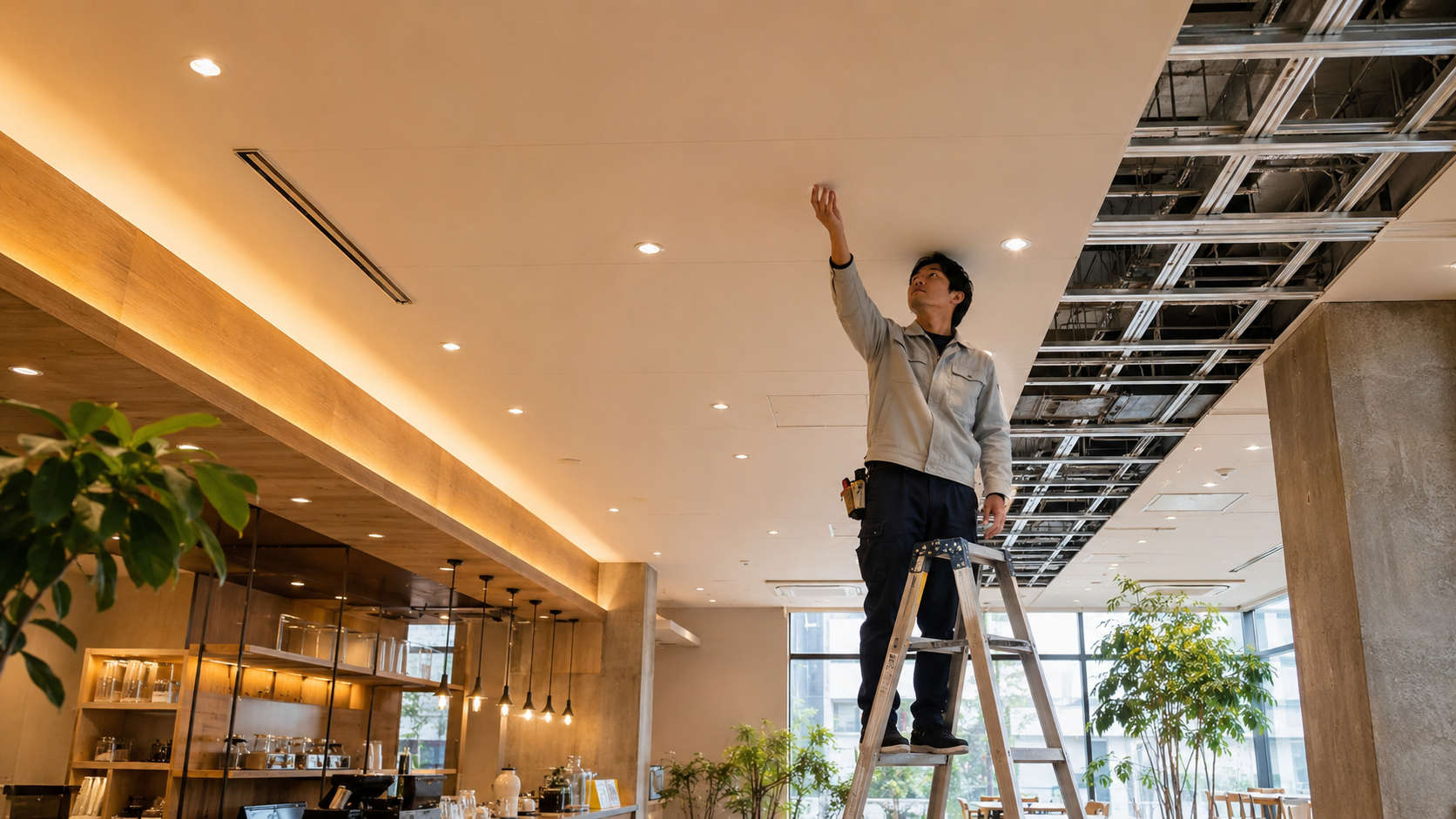 軽天工事（LGS天井下地組み）