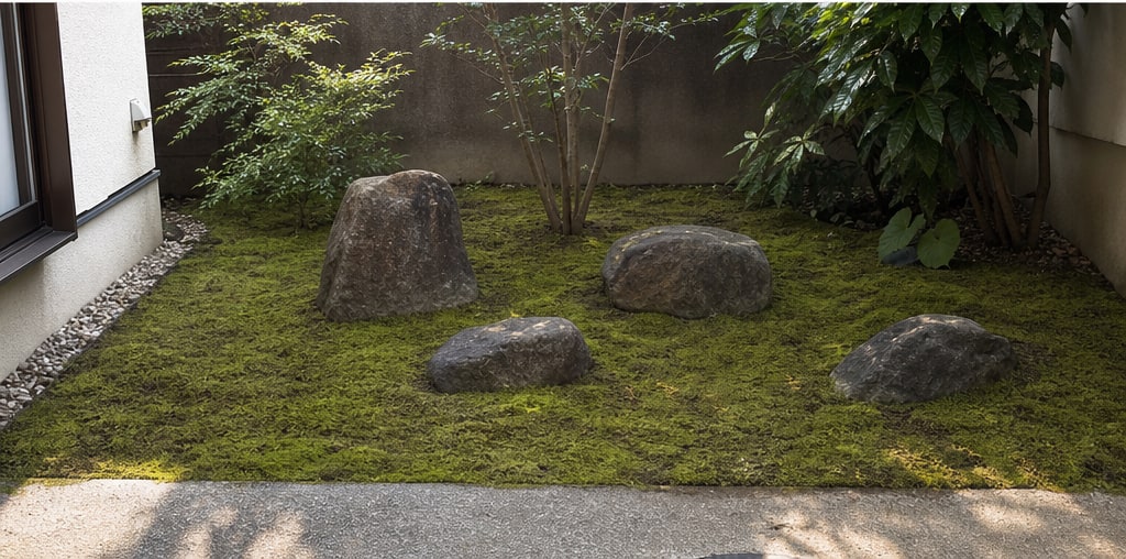 苔と石の庭の完成イメージ