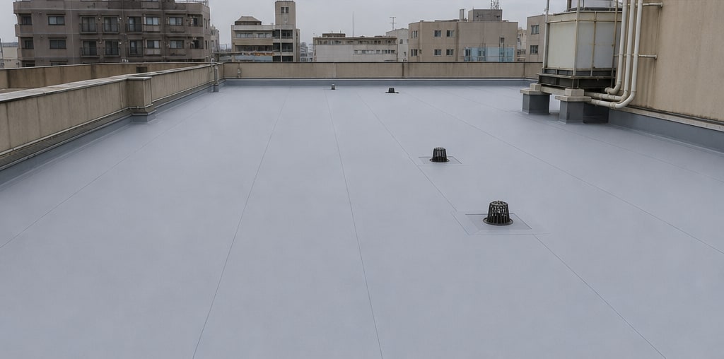 同じ屋上のシート防水施工後